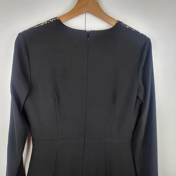 Misha Collection Paulina Scalloped Lace Trim Sheath Cocktail Mini Dress | M - Picture 9 of 13